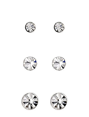 Millie Crystal Earrings, 3-In-1 Set Silver Pilgrim