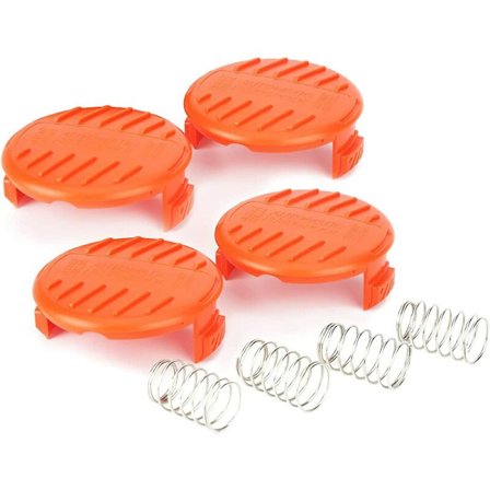 Ersättningsspole lock caps kompatibel med Black + Decker Trimmers, 4-pack (4 spole lock caps + 4 fjädrar)
