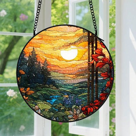 Solnedgangseng bæk Solfanger Vinduesophæng Dekoration - Par Solfangere til Bedstemor Bedstefar, som en unik gave til ham hende