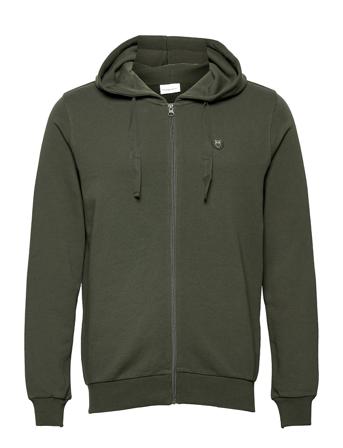 Zip Hood Basic Badge Sweat - Gots/V Hoodie Grön Knowledge Cotton Apparel