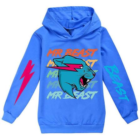 År Barn Tenåring Mr. Beast Lyn Cat Hoodie Genser Topp Gave Marineblå 9-10 år