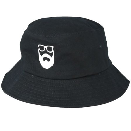 Bearded Man - Svart bucket Hatt - Logo Black Bucket @ Hatstore
