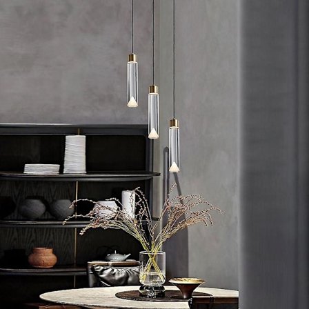 35cm Hängande LED-lampa med kristall och koppar i enkel design