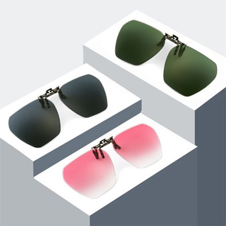Womens Mens Rimless Clip-on Polarized Sunglasses Flip-up Fashion Glasses Clips A