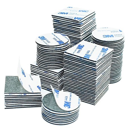 100 Pakk Dobbeltsidig Limputer, Ekstra Sterke Svarte Kvadrater Og Runder, Skumklistremerker, Metaller