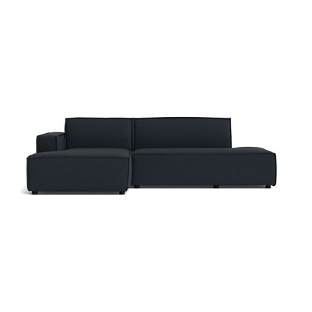 Lyon chaiselong sofa, venstrevendt, Loop Mørkeblå, 278x160x78cm - Komfortabel sofa med open end, Bøgetræ, krydsfinér & nozag fjedre