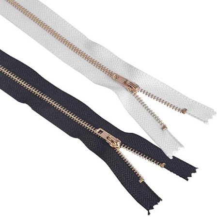 10-pakning - Glidelåser - Velg farge og lengde! Hvit 14cm (Gull + hvit)