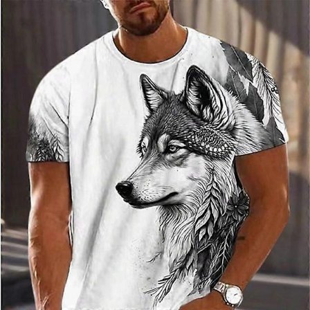 Ny sommar herr mode T-shirt personlighet varg tryckt herr T-shirt topp