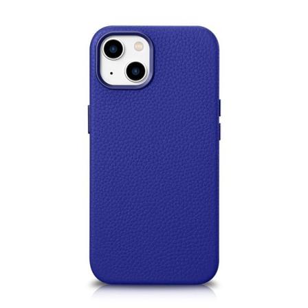 iCarer iPhone 14 Cover Magsafe Ægte Læder Litchi Premium - Mørkeblå