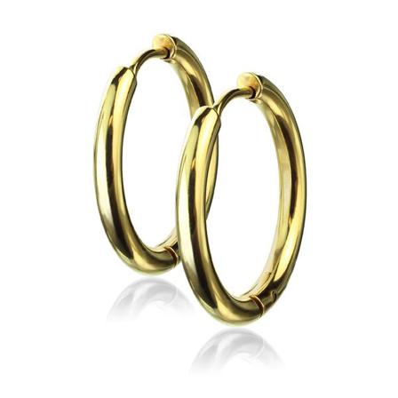 1 Par 21 Mm Hoops Örhängen I Guldpläterad 316l Kirurgiskt Stål