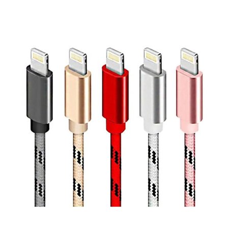 5-pack 2m Flätade Lightning-kablar Laddnings- och Datakabel för iPhone 11 13 14