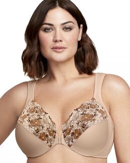 Framknäppt Bygel-bh Beige/brun - F90 - Glamorise