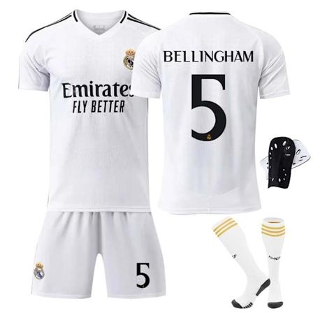 2425 Real Madrid jalkapalloasu Bellingham pelipaita setti sukat+Suojavarusteet 28(150-160cm)