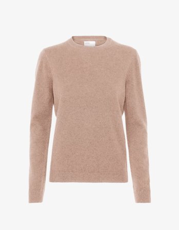 Women Light Merino Wool Crew - Honey Beige - S