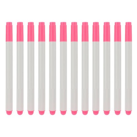 12 stk. vandopløselig pen, vaskbar, falmet, vandopløselige penne, syning, broderi, stofmarkering, markør, pink, falmet pen