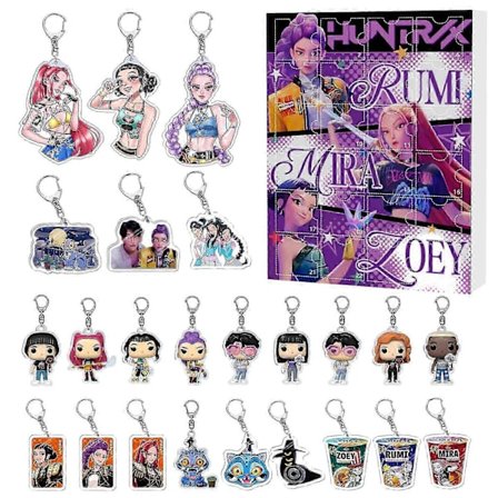 2025 KPOP Demon Hunter Girls Joulun odotus -kalenteri Yllätyslaatikko Auto Litteä akryylinen avaimenperäriipus, joululahja faneille