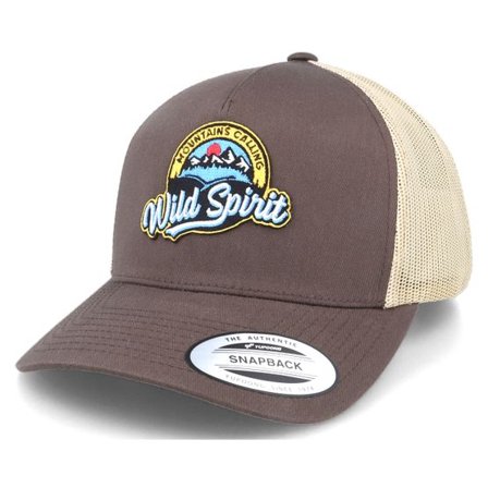 Wild Spirit - Brun trucker Keps - Mountains Calling Patch Brown/Khaki Trucker @ Hatstore