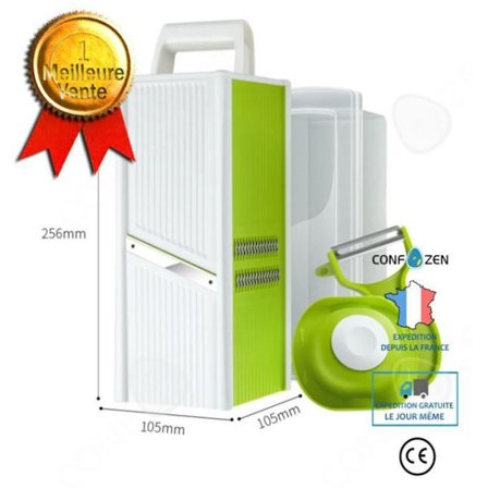 Broileri - CONFO - Monikäyttöinen vihannesleikkuri - Tummanvihreä - 105x105x256mm - Nelisakarainen terä