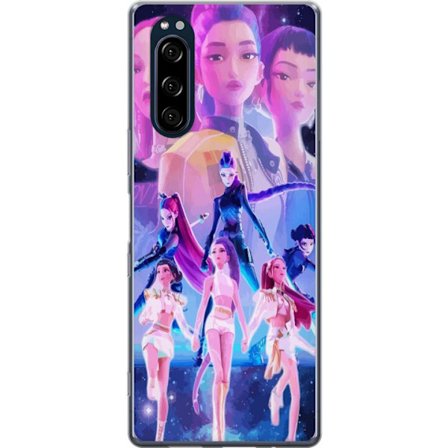 Kompatibel Mobilcover til Sony Xperia 5 K-pop-inspireret futuristisk pigegruppe i neonlys og kosmisk sci-fi scene