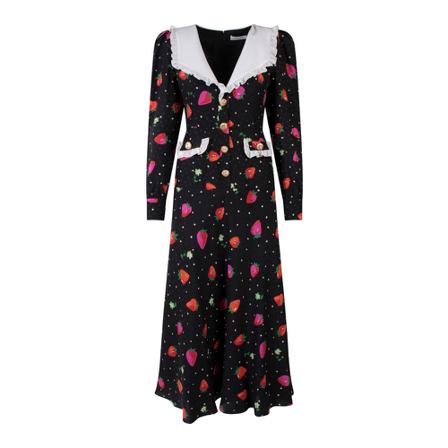 Alessandra Rich Midi Kjole Sort, Dame