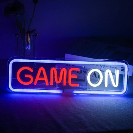 Game On Neonskilt for Veggdekor Spill Led Neonskilt USB Akryl Dekorativ Lampe for Spillrom Soverom Hjemmebar Spillkonkurranse Klubb Party Bursdag