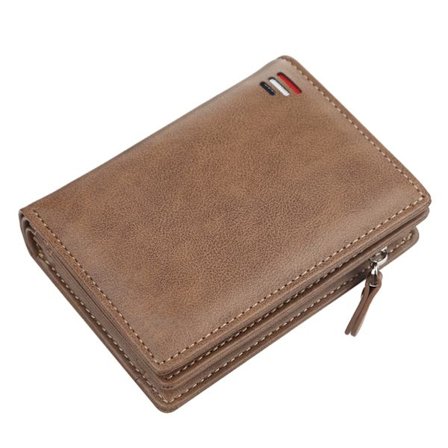 Knäppmyntbörs kort PU-läder multikortposition dragkedja herrplånbok för dagligt bruk khaki