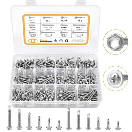 400 kpl Puuruuvit Lajitelmasarja Naularuuvi Itseporaus