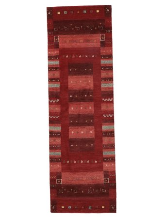 Tapis Gabbeh Loribaft 78X246 De Couloir Rouge Foncé/Noir (Laine, Inde)