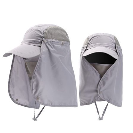 (Färg: Grå) 3 i 1 Avtagbar Solskydd Hatt Full Face Cap Anti UV Fullt Skydd Ansikte Hals Andningsbar Snabbtorkande för Utomhusfiske Vandring