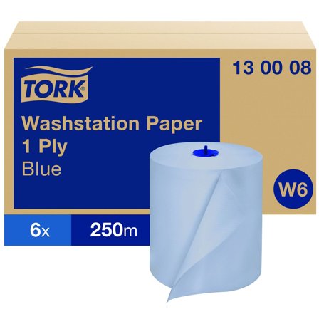 TORK Torkrulle Basic W6 1-lag 250m blå - Lyreco - Städ och hygien - Toalettpapper och torkpapper - Torkrullar