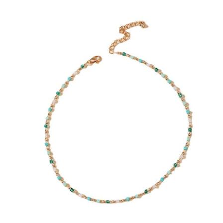 Wabjtam flerfarget kubisk krystallperlekjede bohemsk perlekjede choker kjede delikat grønn kubisk krystallkjede boho sommer strand smykker ball 
