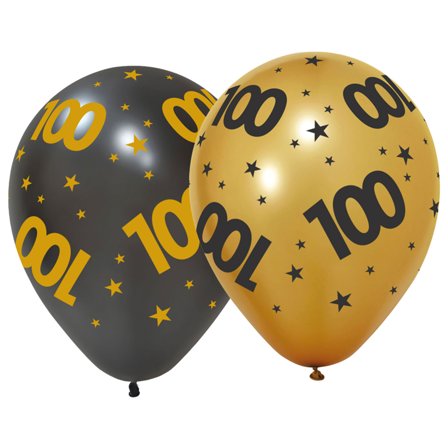 Latexballonger med Stjerner & Tallet 100 6-pakning