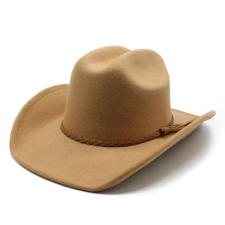 Cowboyhatter for kvinner og menn Western Cowgirl Caps Ull 57 58cm Ensfarget flettet stropper Enkel stil 2023 I NZ0104 Champagne