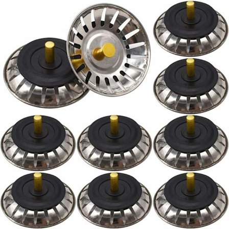 10 stk. Håndvask Si, Rustfrit Stål Håndvask Prop Hul Si Køkken Håndvask Stop Beskytter Affald Prop til Køkken Badeværelse Brusebad (Diameter 80mm)