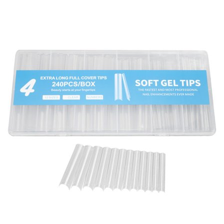240 st falska nagelförlängningar transparenta ultralånga nagelspetsar tunna fullständiga konstgjorda fingernaglar