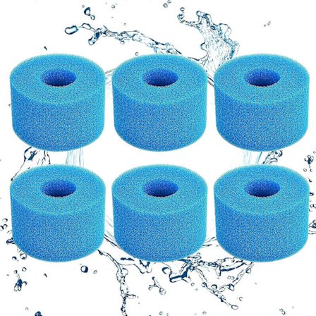 Typ S1 Filtersvamp, Skumfilterpatron, Poolfilterskum, Återanvändbar och tvättbar, Skumfilter (6, Blå)