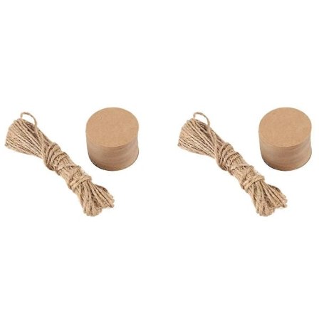 100 stk Runde Gaveetiketter i Kraftpapir med Snor