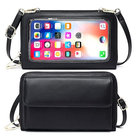 Mobiltelefonväska för upphängning, damplånbok, RFID-skydd, mobiltelefonväska, axelväska, litet pekskärmsmobiltelefonfodral med plånbok,