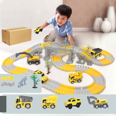 Flexibelt Elektriskt Leksaksbilsset Byggarbana för Barn DIY Montering Gåva