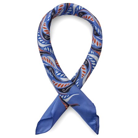 Virtuo | Foulard in seta con piume blu per uomini - Fazzoletto da collo (foulard)