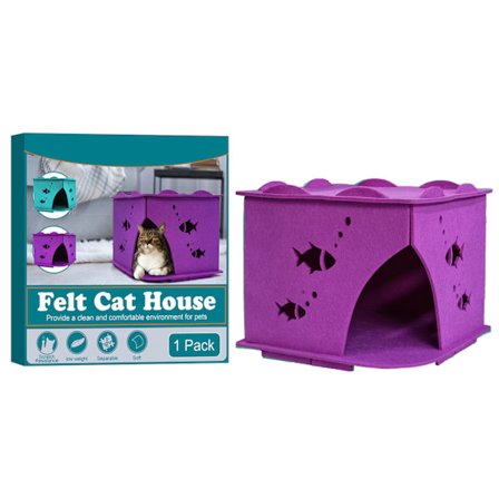 Katthus i filt Vikbart och löstagbart, halvslutet filthus som andas