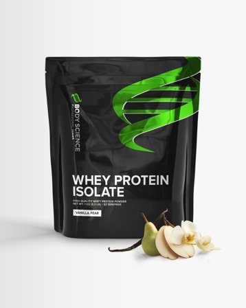 Whey Isolate - 1 kg - Päronsplitt - Body Science - Proteinpulver, Vassleprotein, Hög proteinhalt & låg laktoshalt