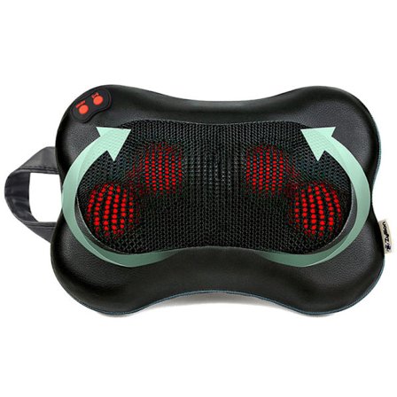 Shiatsu rygg- och nackmassageapparat - 3D-knådande djupvävnadsmassagekudde med värme för muskelavslappning, stolar och bilar - Svart (ZMA-13-BK)