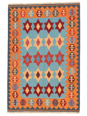 Tapis Kilim Ghashghaï 126X187 Rouge/Petrole Foncé ( Perse)