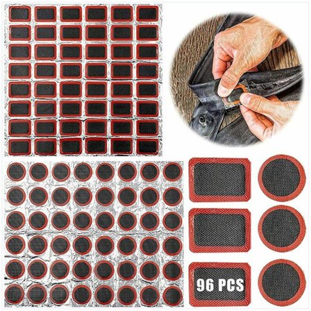 Sykkeldekklappesett Sykkeldekk Slange Lapper 96 Stykker Lim