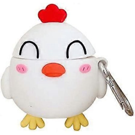 AirPods 1/2 Deksel, Supersøt Smilende Liten Hvit Kylling Baby AirPods Deksel, Stilig Tegneserie Kylling Silikon Trådløs Øretelefon Beskyttelseskinn 