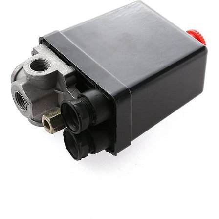 Kompressor Tryk Switch, 90-120 PSI, 240V, 4 Udgange, Sort
