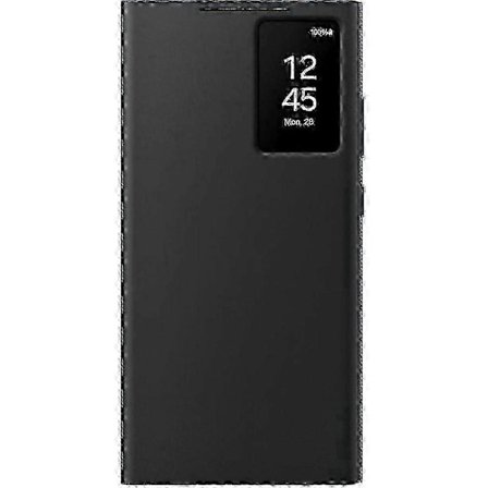 Galaxy S23 Ultra Smart View -lompakkokotelo - Käännettävä suojakotelo jalustatoiminnolla, suojaava PU-nahkainen puhelinkotelo, musta