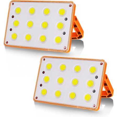2-pack 60W uppladdningsbar LED-strålkastare 120 COB 4 lägen solenergi