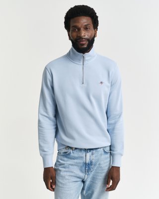 GANT - Shield collegegenser med half-zip til herre fresh blue